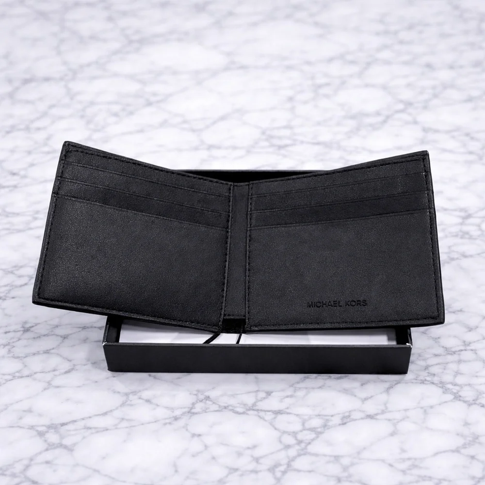Michael Kors Andy Black Leather Bifold Wallet NWT MSRP $98